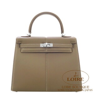 �G�����X �P���[ 25 �p�f�b�h �O�D �G�g�D�[�v �X�C�t�g �V���o�[���� HERMES Kelly 25 Padded Sellier ETOUPE(18) Swift Silver