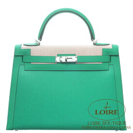 エルメス ケリー 32 外縫 ミント×エクリュ トワルアッシュベルリンヌ×スイフト シルバー金具 HERMES Kelly 32 Sellier MENTHE(6W)/ECRU(91) Toile H Berlin/Swift Silver