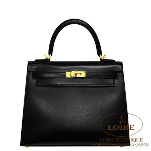 �G�����X �P���[ 25 �O�D �N�� �{�b�N�X�J�[�t �S�[���h���� HERMES Kelly 25 Sellier NOIR(89) Box Calf Gold