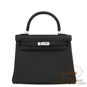 �G�����X �P���[ 25 ���D �N�� �g�S �V���o�[���� HERMES Kelly 25 Retourne NOIR(89) Togo Silver