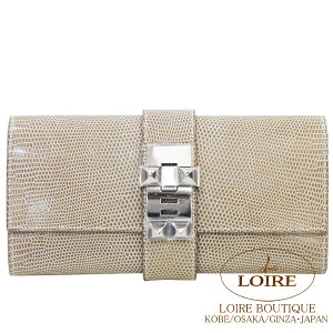 GX |VFbgh[ tBZ U[h Vo[ HERMES Pochette Medor FICELLE(17) Lizard Silver