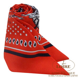 GX gDC[ [uEo_i [W×N×V VN HERMES TWILLY Les Leopards Bandana ROUGE/NOIR/BLANC Silk