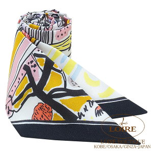 エルメス トゥイリー レイユール・デテ コーラル×クロ×シエル シルクHERMES TWILLY RAYURES D`ETE CORAIL/NOIR/CIEL Silk