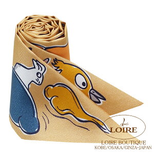 エルメス トゥイリー 千と一のウサギ ベージュドレ×アプリコット×シロ シルクHERMES TWILLY MILLE ET UN LAPINS BEIGE DORE ABRICOT/BLANC Silk