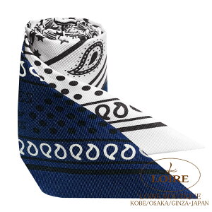 GX gDC[ GvEh[Eo_i V×}×N VN HERMES TWILLY EPERON Doll BANDANA BLANC/MARINE/NOIR Silk