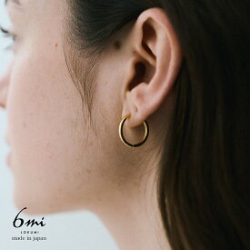 18金 ピアス フープ 3カラー展開 金属アレルギー対応 k18ポスト 日本製 キャッチレス ワンタッチ フープピアス k18 小ぶり マット シンプル ニッケルフリー シルバー ゴールド ピンクゴールド オフィス 純金メッキ プレゼント ギフト lokumi