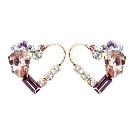 【2025.2.12再販開始】ピアス 日本製 金属アレルギー対応 プレシオサ・クリスタル ハート ビジュー 可愛い ピアス レディース 大人 かわいい おしゃれ ニッケルフリー アクセサリー オフィス ピンク ピンクゴールド ゴールド レッド 結婚式 プレゼント ギフト 上品 lokumi