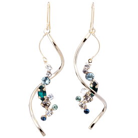 ピアス ビジュー プレシオサ 10カラー展開 金属アレルギー対応 日本製 クリスタル ゴールド シルバー ピンクゴールド レディース シンプル 金属アレルギー フック フックピアス 金アレ対応 フックタイプ 金メッキ スイング 揺れる ニッケルフリー プレゼント LOKUMI