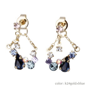 ピアス 日本製 金属アレルギー対応 プレシオサ クリスタル ビジュー バックキャッチ ピアス 揺れるピアス レディース 大人 結婚式 ニッケルフリー オフィス ピンク ピンクゴールド ゴールド ブルー プレゼント ギフト 上品 送料無料 lokumi