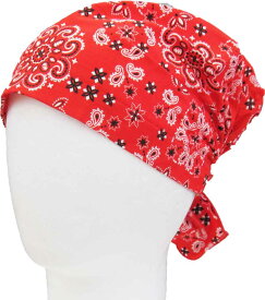 バンダナキャップ （赤×ベイズリー柄）子供用 バンダナ帽子 スカーフターバン 医療用帽子 バンダナ 三角巾 インナー