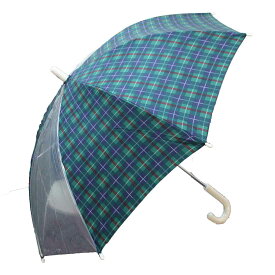 子供用傘 グリーンタータンチェック 赤ライン ブラックウォッチ　50cm 子供用傘 キッズ傘 雨傘 キッズアンブレラ 透明窓 シンプル 傘 可愛い 雨の日 安心設計