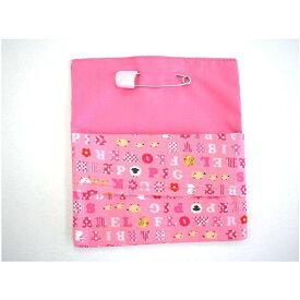 付けポケット（安全ピン付）ピンクにアルファベットとアニマル　入園入学　幼稚園　保育園　小学校
