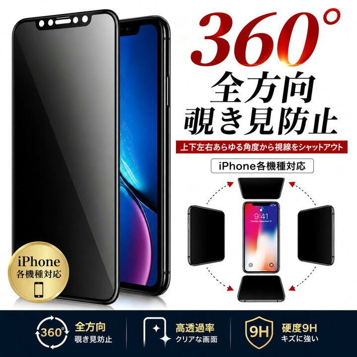 楽天市場】iPhone対応 覗き見防止フィルム 360°全方向 除き見防止 