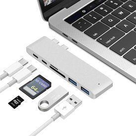6in1 一体型 MacBookハブ USB Type C ハブ MacBook Pro/Air 多機能 Hub Thunderbolt 3 ポート/USB3.0 ポート/SD/MicroSDカードスロットタイプC 変換 アダプタMacBook Pro 2021/2020/2019/2018 Macbook Air