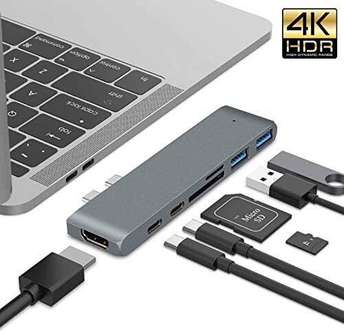 おしゃれ 7in1 MacBook Pro USB ハブ M1 M2 MacBook Air usbハブ   変換アダプター USB-Cハブ type-c カードリーダー タイプc変換アダプター Mac  HDMI 1ポート USBC 2ポート USB 3.0×1,USB2.0×1, SDカード 1ポート microSDカード ４K対応　急速充電 データ転送 アルミ合金 パソコン・周辺機器