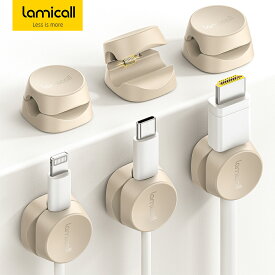 【15日限定10％OFFクーポン】ケーブルホルダー 6個セット ケーブルクリップ 全2色 Lamicall バネ式 固定 強力粘着 壁 卓上 コード ホルダー コードクリップ USB 配線 収納 まとめ 貼り付け かわいい 垂直 デスク すっきり 整理 Type-c 充電ケーブル 電源コード スムーズ調整