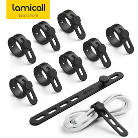【1年保証】ケーブルバンド 10本セット 4つ穴タイプ 配線 収納 Lamicall 繰り返し使える 洗える シリコン 結束バンド コード まとめる 束ねる 太め USB ケーブル 整理 しっかり デスク 机 卓上 充電ケーブル 電源コード イヤホンケーブル ケーブルホルダー