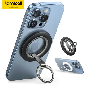 【1年保証】スマホリング MagSafe対応 2段式 360度回転 多角度調整 Lamicall マグネット式 マグセーフ 磁石 携帯 リングホルダー リングスタンド スマートフォン 指 かけ 取外し可能 強力 Android iPhone 17 16 15 pro promax 14 plus 13 mini 12 Max 全機種