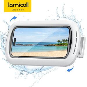 【1年保証】スマホ 防水ケース お風呂 壁 卓上 Lamicall 伸縮式 360度回転 強力粘着 スマホスタンド ホルダー シャワー 壁掛け 置き型 防水カバー 防塵 クリア音質 キッチン アイフォン アイホン