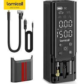 【期間限定ポイント10倍UP】電動空気入れ Lamicall 10秒充填 部品収納 7500mAh 大容量 空気入れ 延長エアホース 自動車 自転車 バイク オートバイ タイヤ 浮き輪 エアポンプ エアコンプレッサー 充電式 懐中ライト 仏式 米式 車 自動 小型 電動ポンプ 12V DC電源 最大150PSI