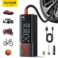 ★SS期間限定半額SALE★電動空気入れ Lamicall 10秒充填 部品収納 5000mAh 大容量 空気入れ 延長エアホー…