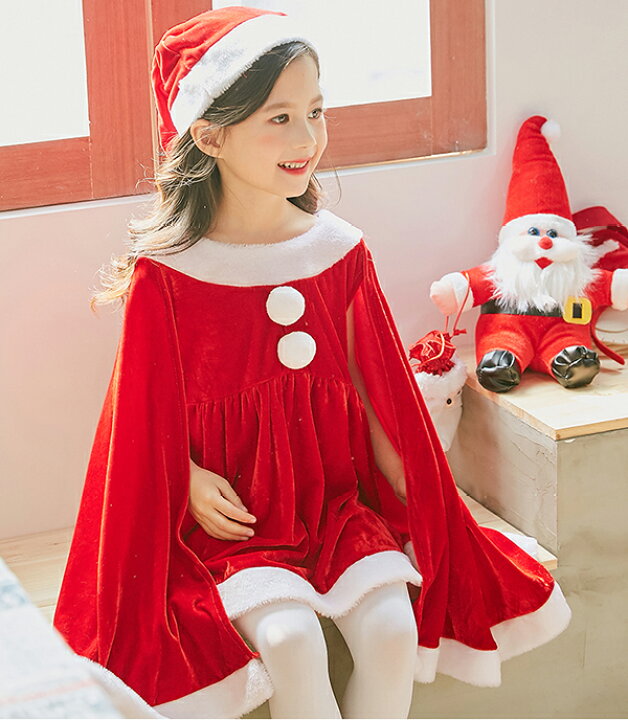 新品 クリスマス 子供 コスプレ ドレス 140 女の子 ドット柄 サンタ コス 通販