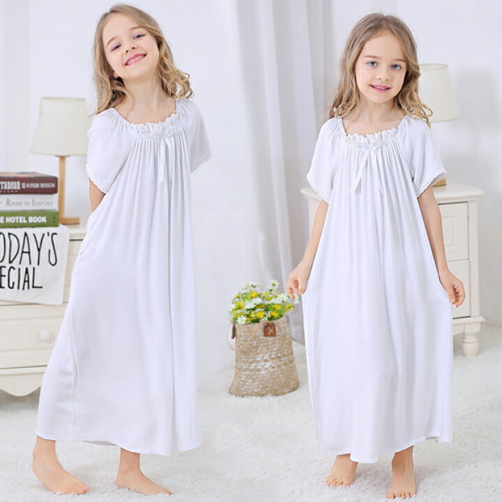 楽天市場 キッズ ガウン ロング パジャマ 夏 ルームウェア ナイトガウン 半袖 バスローブ ワンピースパジャマ 女の子 ワンピース お姫様風 フレア 子供服 女の子 着る毛布 寝巻き ロングガウン 可愛い 長袖 ナイトウェア 夏用 部屋着 Modanic