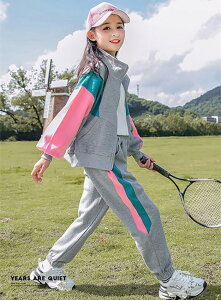 セットアップ キッズ 上下セット ジャージ 女の子 スポーツウェア 長袖 パンツ スウェット ゆったり カジュアル おしゃれ かわいい 運動着 トレーナートップス ズボン スポーツ 普段着 ファ