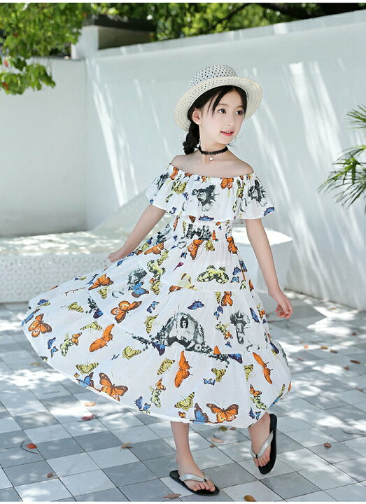 マキシワンピース シフォンワンピース 子供 ボヘミアン風 キッズ サマーワンピース 女の子 子供服