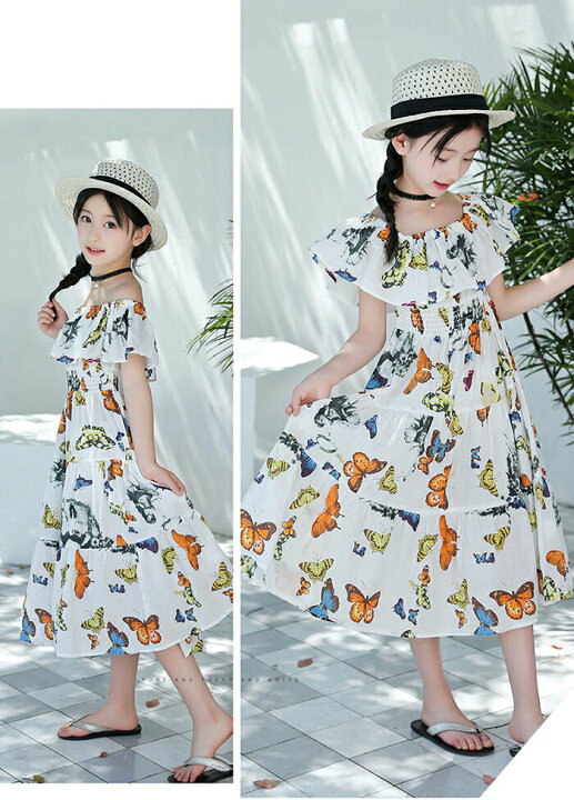 マキシワンピース シフォンワンピース 子供 ボヘミアン風 キッズ サマーワンピース 女の子 子供服
