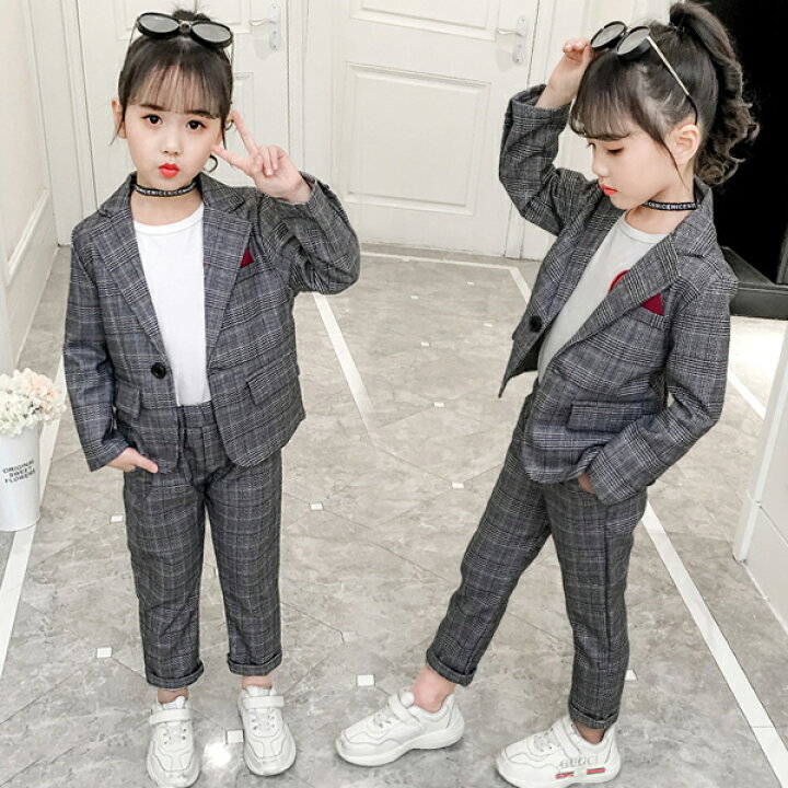 楽天市場 スーツ 女の子 フォーマルスーツ 女の子 チェック柄 パンツスーツ 子供服 セットアップ 春服 卒園式 卒業式 パンツセット 2点セット キッズスーツ キッズフォーマル 上下セット 入学式 ジュニア 結婚式 入園式 普段着もおすすめ 送料無料 Modanic