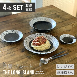 黒潮 プレートセット 単品よりお買い得 4枚セット 日本製 美濃焼 | 丸皿 パスタ皿 カレー皿 小皿 取り皿 おしゃれ 食器 カフェ風 モダン食器 シンプル 皿 お皿 最強配送 365日
