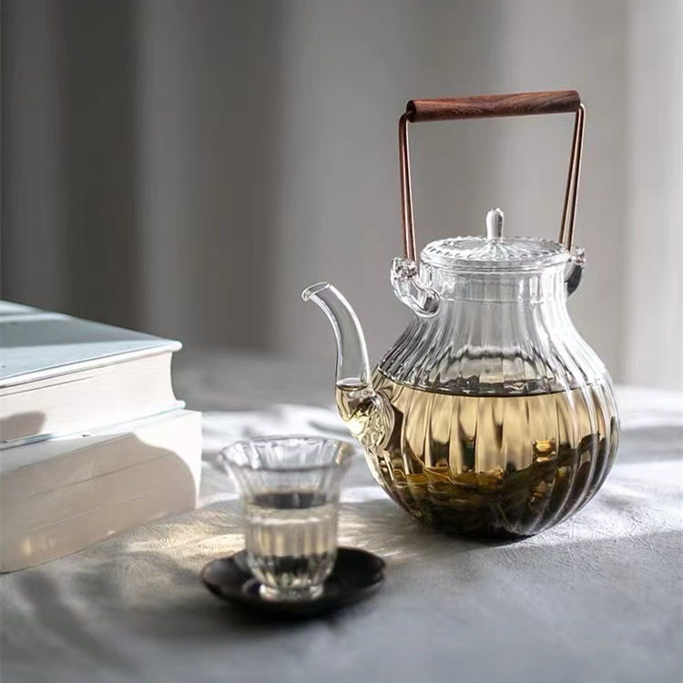 麦茶ポット 耐熱ガラス ポット 茶こし付き ティーポット 紅茶ポット 直火可