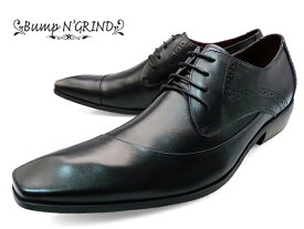 【 期間限定ポイント10倍 4月23日 19時59分まで 】 Bump N' GRIND バンプアンドグラインド ビジネスシューズ メンズ ドレスシューズ 本革 ロングノーズ 紐 ビジネスシューズ BG-6000 BLACK ブラック 黒 送料無料