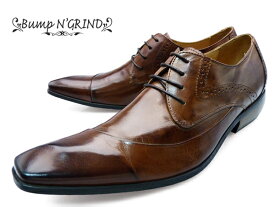 Bump N' GRIND バンプアンドグラインド メンズ ビジネスシューズ 紐 ドレスシューズ 本革 ロングノーズ 革靴 紳士靴 BG-6000 CAMEL キャメル 送料無料 ロンプシュー