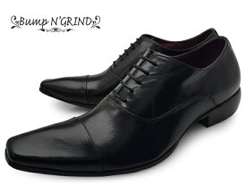 Bump N' GRIND バンプ アンド グラインド メンズ ビジネスシューズ 本革 ロングノーズ スクエアトゥ ストレートチップ 内羽根 革靴 紳士靴 ブラック BG-6031 BLACK 黒 ドレスシューズ 就活 靴 くつ 送料無料