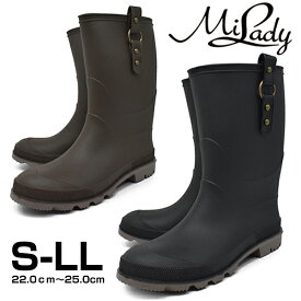 レインブーツ 長靴 レディース ロング 雨靴 防水 おしゃれ レインシューズ ガーデニング 雨 雪 履きやすい ブランド ミレディ milady ブラック オリーブ 梅雨対策 ニューイヤー 新年