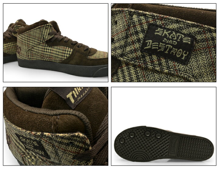楽天市場 Sss Thrasher Footwear Buchanan Dog Brown スラッシャー ブキャナンドッグ スニーカー メンズ レディース グレンチェック柄 グレン チェック ブラウン 茶色 スケボー スケシュー スケーター ｌｏｎｇｐｓｈｏｅ