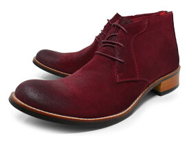 RAUDI ラウディ 227 CHUKKA BOOTS RED SUEDEメンズ チャッカブーツ レッド 赤 スエード プレーントゥ ラウンドトゥ バックジッパー 脱ぎ履き簡単 ショートブーツ かっこいい 大人カジュアル