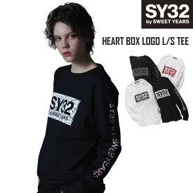 Tシャツ 長袖 ハート S/M/L/XL/XXL/XXXL/XXXXL LL/3L/4L/5L ◆HEART BOX LOGO L/S TEE◆ SY32 by SWEET YEARS エスワイサーティトゥバイスウィートイヤーズ [TNS1732J]