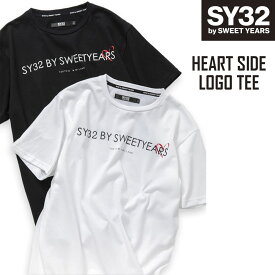 Tシャツ 半袖 メンズ レディース ハート S/M/L/XL/XXL/XXXL/XXXXL LL/3L/4L/5L ◆HEART SIDE LOGO TEE◆ SY32 by SWEET YEARS エスワイサーティトゥバイスウィートイヤーズ [TNS1736J]