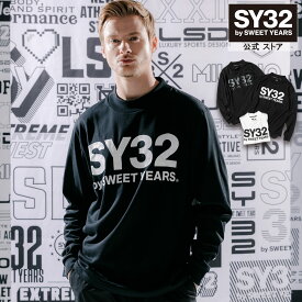 長袖Tシャツ ロングスリーブ ロンT 吸汗速乾性 ベーシックデザイン ポリエステル生地 S/M/L/XL/XXL LL/3L ◆MOCK NECK LOGO L/S TEE◆ SY32 by SWEET YEARS エスワイサーティトゥバイスウィートイヤーズ [13021]