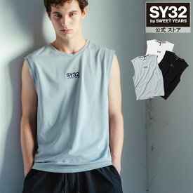 Tシャツ ノースリーブ ノースリーブTシャツ 吸水性 メッシュ ベンチレーション機能 S/M/L/XL/XXL LL/3L ◆DOT MESH SLEEVELESS T-SHIRTS◆ SY32 by SWEET YEARS エスワイサーティトゥバイスウィートイヤーズ [13123]