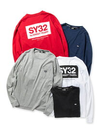 Tシャツ 長袖Tシャツ ロンT 刺繍ワッペン ボックスロゴ S/M/L/XL/XXL LL/3L ◆BACKPRINT POCKET L/S TEE◆ SY32 by SWEET YEARS エスワイサーティトゥバイスウィートイヤーズ [TNS1785J]