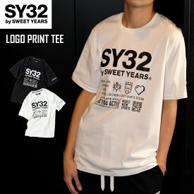 Tシャツ 半袖 フロントロゴ シリコンワッペン S/M/L/XL/XXL LL/3L ◆LOGO PRINT TEE◆ SY32 by SWEET YEARS エスワイサーティトゥバイスウィートイヤーズ [12243M]