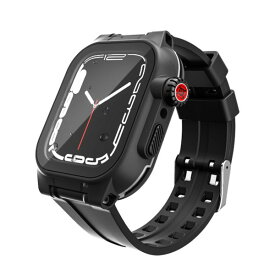 完全防水 AppleWatch バンド ケース Series 9 8 7 6 5 4 3 2 SE 第2世代 2022 2023 AppleWatch9 AppleWatch8 AppleWatch7 AppleWatch6 AppleWatch5 38mm 41mm 42mm 40mm 44mm 45mm アップルウォッチ 防水カバー ベルト 全面保護 プール 海 スキー アウトドア 防塵 衝撃吸収