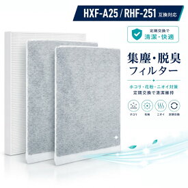 【オープン記念SALE】空気清浄機フィルター HXF-A25HF HXF-A25TF 互換 IRIS対応 集塵フィルター 脱臭フィルター 活性炭フィルター RHF-251 HXF-A25 対応 1セット