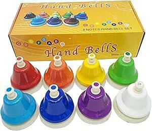 ミュージックベル ハンドベル 8音セット カラフル タッチ式 ハーモニー マレット 呼び鈴 ギフト 新年 クリスマス リズム 卓上ベル 入門用 練習用 子供用 打楽器 知育玩具