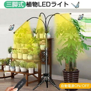 植物育成ライト LED スタンド4灯 タイマー 三脚 植物育成LED usb 観葉植物育成ライト 植物ライト 多肉植物育成 トフルスペクトル 10階段調光 80LEDランプ 室内 4ヘッド付き 太陽光