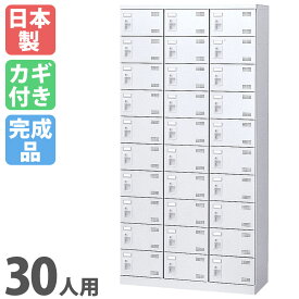 シューズロッカー 30人用 3列10段 シリンダー錠 鍵付き 日本製 完成品 下駄箱 スチールロッカー シューズボックス オフィス 玄関収納 靴入れ 靴収納 SLBW-30-S2 LOOKIT オフィス家具 インテリア